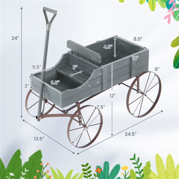 Wooden plant frame with wheels, Gray  planting pot