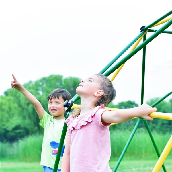 Kids Climbing Dome Tower - 12 ft Jungle Gym Geometric Playground Dome Climber Monkey Bars Play Center, Rust & UV Resistant Steel Supporting 1000 LBS