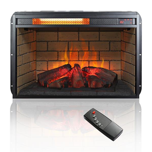 33 inch Infrared Electric Fireplace Insert, Touch Panel Home Decor Heater, Smokeless Firebox With Trim Kit