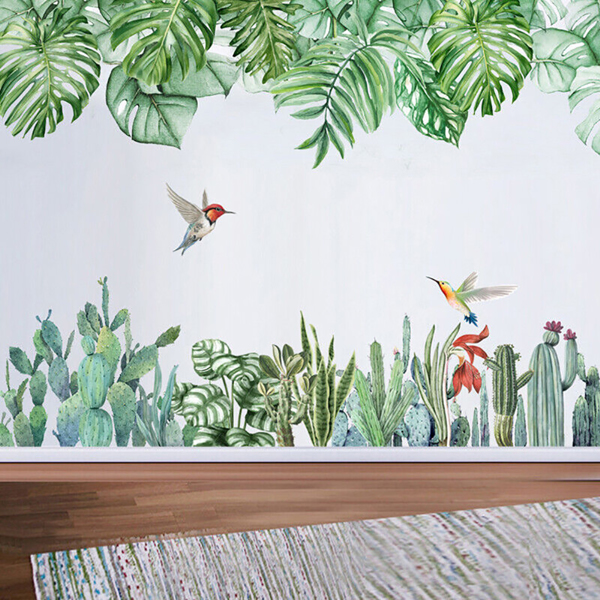 Tropical Leaves Flowers Wall Stickers Birds Nursery Art Mural Decal Home Decor A