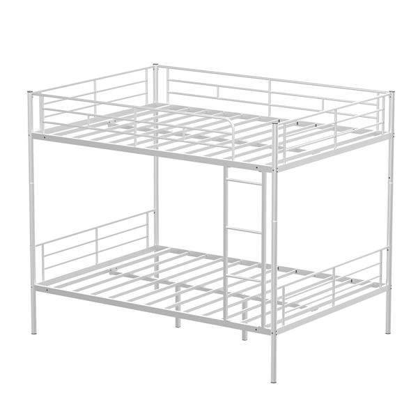 Metal Loft Bed Full Size, Heavy Duty Metal Loft Bed Frame with Dual Ladders & Safety Guardrail, No Box Spring Needed, Space-Saving Loft Bed for Juniors Teens Adults (silver)