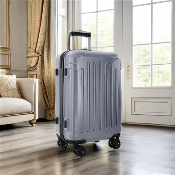 Luggage 3 Piece Sets with Spinner Wheels ABS+PC Lightweight (20/24/28), Grey