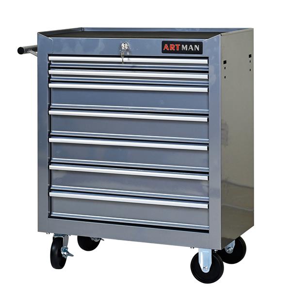 7 DRAWERS MULTIFUNCTIONAL TOOL CART WITH WHEELS-SILVER