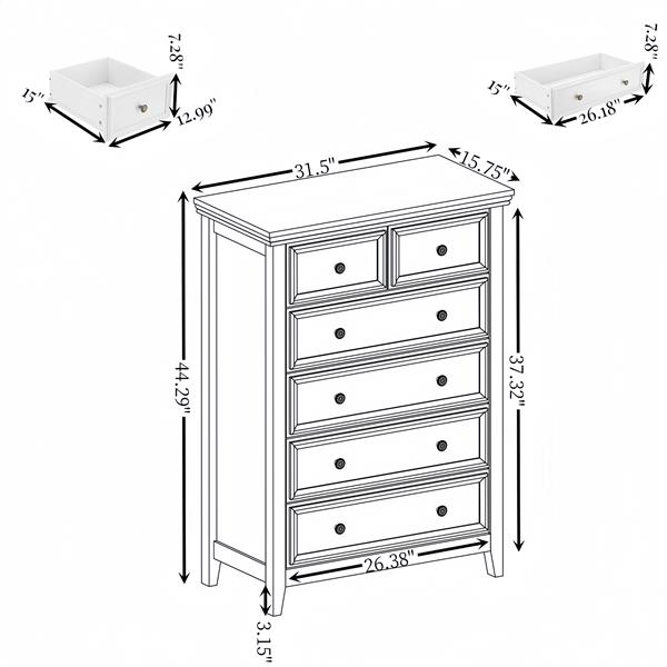 Modern 6 Drawers Dresser 6 Drawers Cabinet,Chest of Drawers Closet Organizers and Storage Clothes Storage Drawers Cabinet for Living Room, Farmhouse Dresser Organizer white