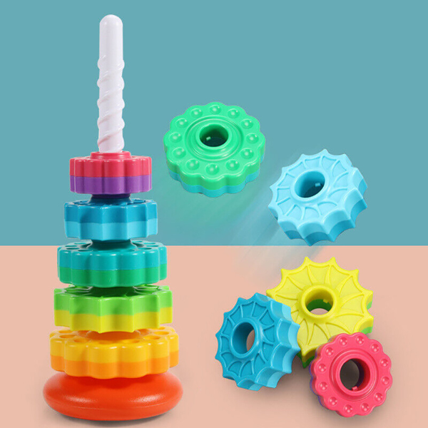 Spinning Stacker Baby Sensory Spin Gears Stacking Rings Baby Preschool Toys N