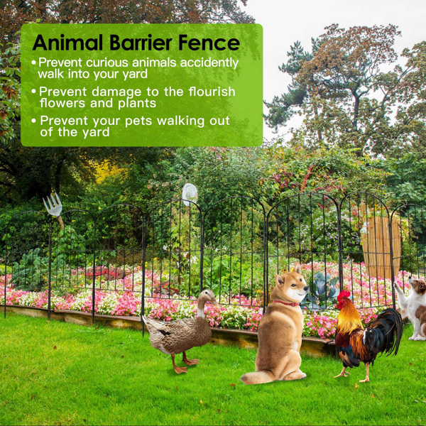 Decorative Garden Fence Fencing 10 Pack, 12.59” Width 23.93” Length Rustproof Metal Wire Panel Border Animal Barrier for Flower Edging for Yard Landscape Patio Outdoor Decor（No shipments on weekends）