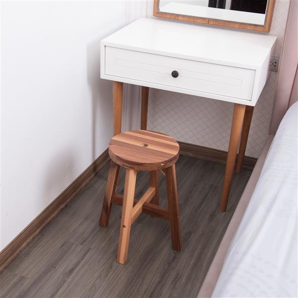 Acacia Wood Stool Round Top Chairs Best Ideas End Tables For Sofas Sub-stool for Living Room Bedside Strong Weight Capacity Upto 250 LBS, Natural Color