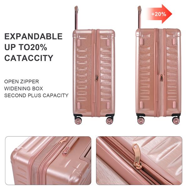 Luggage Sets New Model Expandable ABS+PC 3 Piece Sets with Spinner Wheels Lightweight TSA Lock (20/24/28),ROSE LD