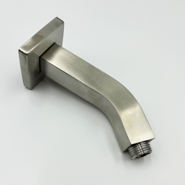 Square Shower Arm with Flange, 1/2 NPT Tapered Threads, Rain Shower Head Arm, Wall Mount Shower Extension Arm 