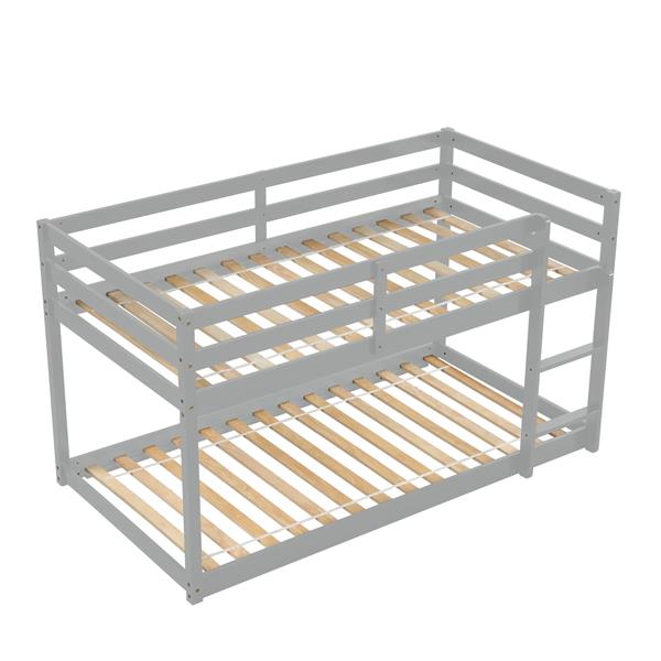 Twin over Twin Floor Bunk Bed,Grey