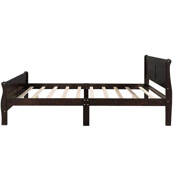 Full Size Wood Platform Bed with Headboard and Wooden Slat Support (Espresso)