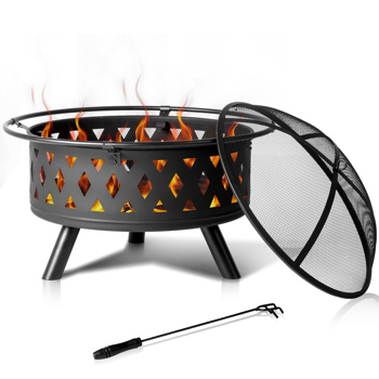 32IN  Metal Fire Pit Black