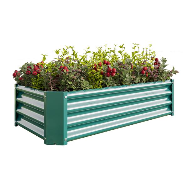 Metal Raised Garden Bed, Rectangle Raised Planter 4×2×1ft  for Flowers Plants, Vegetables Herb Veezyo Green