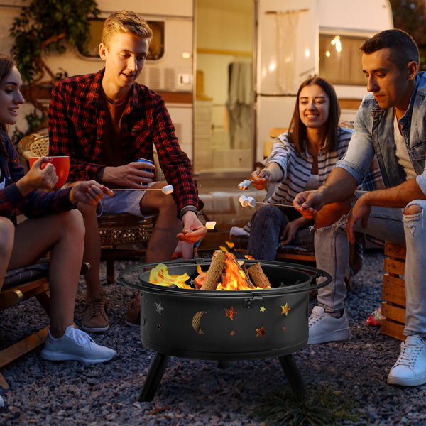 30IN Metal Fire Pit Black