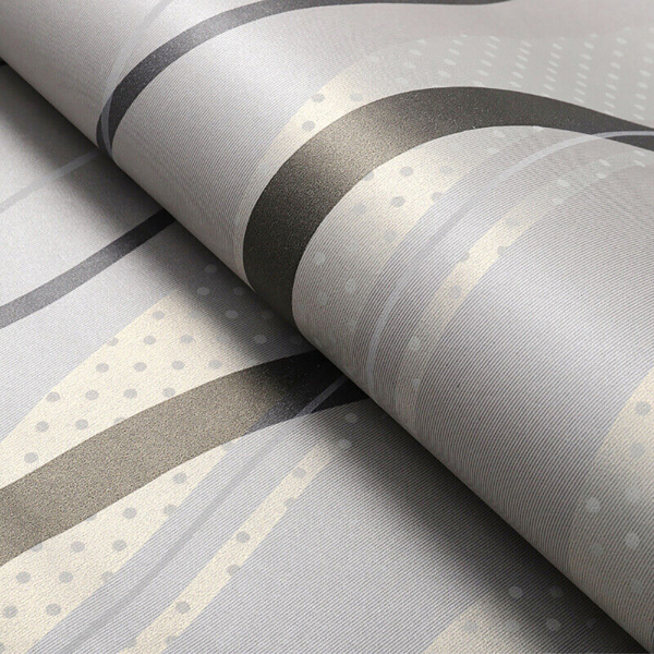 Metallic Silver Grey Wallpaper Rolls Living Room Geometric Wall-Paper Home Decor