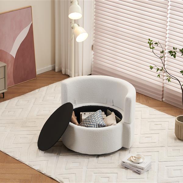 Fabric Swivel And Storage Chair With Back Cushion For Living Room,Ivory