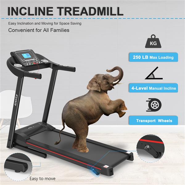 Foldable Treadmill with Incline, Folding Treadmill for Home Workout, Electric Walking Running Treadmill Machine 5" LCD Screen 250 LB Capacity Bluetooth Music