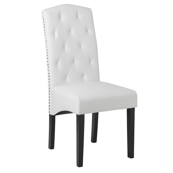 Dining PU Chair with Solid Wood Legs, 18.11" L x 24.01" W x 40.95" H White