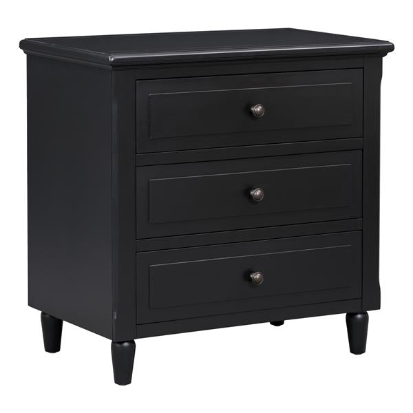 3-Drawer Nightstand Storage Wood Cabinet