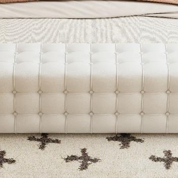 All Covered Velvet Upholstered Ottoman, Rectangular Footstool, Bedroom Footstool, No Assembly Required, Elegant and Luxurious, White