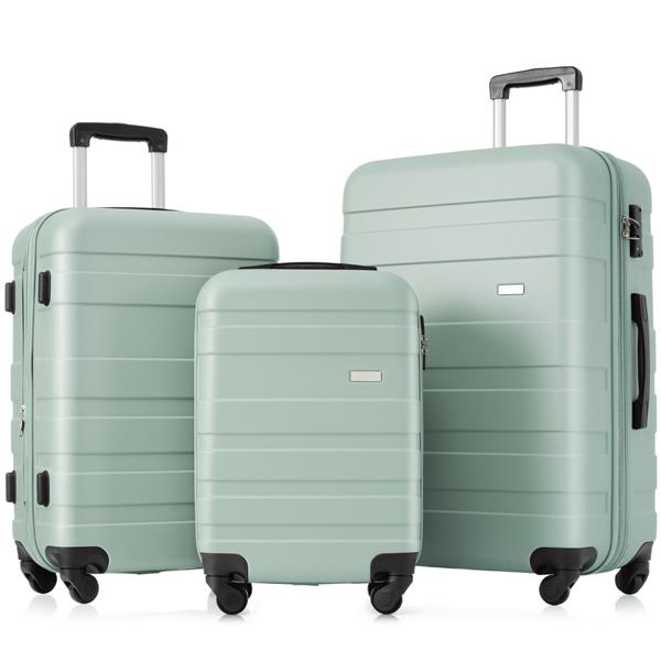 Luggage Sets New Model Expandable ABS Hardshell 3pcs Clearance Luggage Hardside Lightweight Durable Suitcase sets Spinner Wheels Suitcase with TSA Lock 20''24''28''( Green)