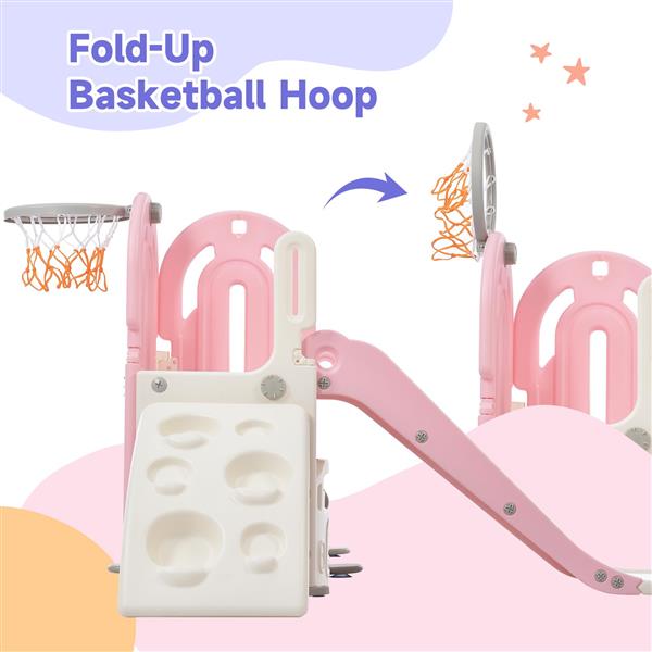 Toddler Climber and Slide Set 4 in 1, Kids Playground Climber  Slide Playset with Basketball Hoop Play Combination for Babies Indoor & Outdoor