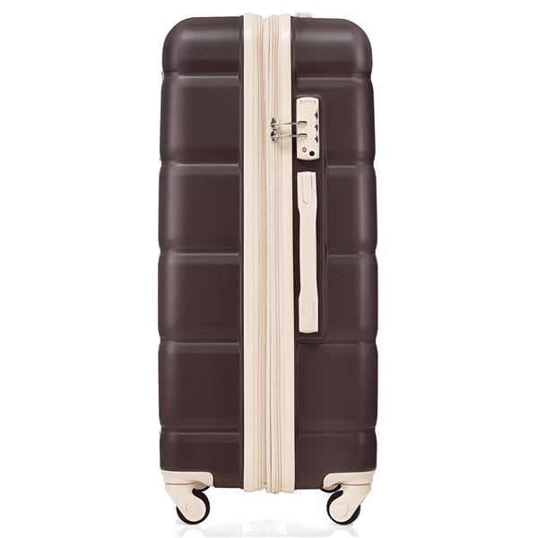 Luggage Set of 3, 20-inch with USB Port, Airline Certified Carry-on Luggage with Cup Holder, ABS Hard Shell Luggage with Spinner Wheels, brown,New Products In Stock Mid May