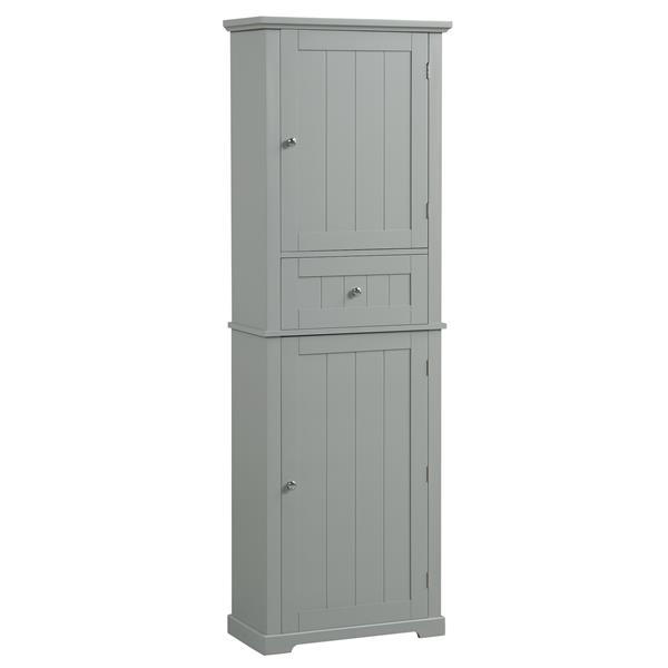 Tall Bathroom Storage Cabinet, Freestanding Storage Cabinet with Drawer and Adjustable Shelf, MDF Board with Painted Finish, Grey