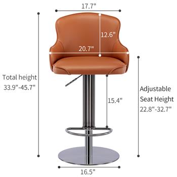 Black Titanium Stainless Steel Bar Stools,Grade Modern Leather Bar <b style=\\'color:red\\'>Chair</b> with Backrest,Swivel