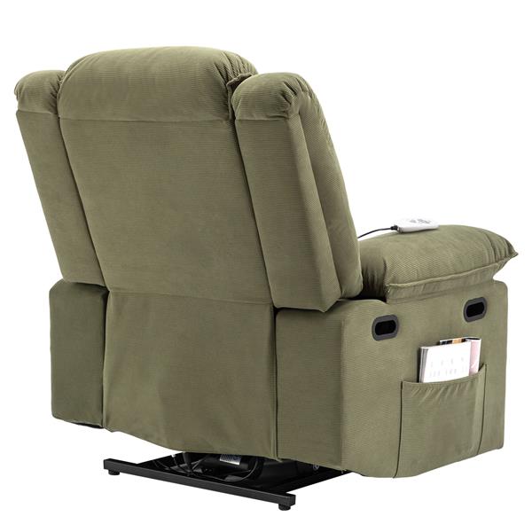 Massage Recliner,Power Lift Chair for Elderly with Adjustable Massage and Heating Function,Recliner Chair with Infinite Position and Side Pocket for Living Room ,Green