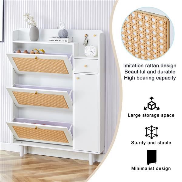 Modern minimalist storage cabinet, Japanese rattan shoe cabinet, bed top cabinet, small home furniture. Suitable for corridors and living rooms. GZ-DI-03