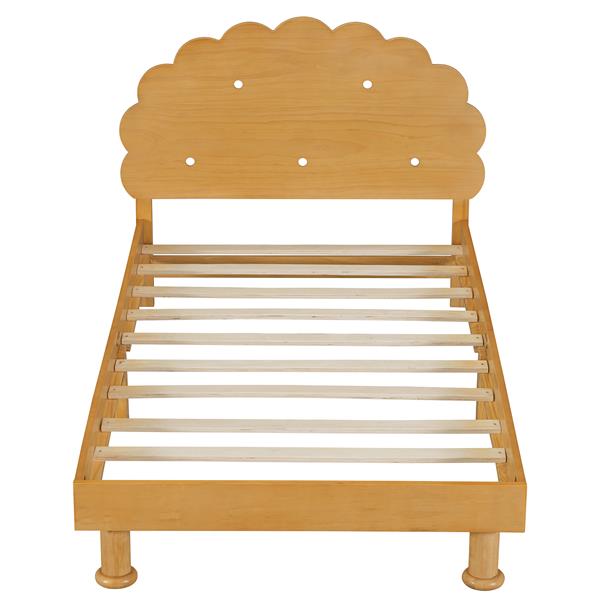 Kids Cookie-Shaped Bed Frame for Boys & Girls,Twin Size Platform Bed, Walnut