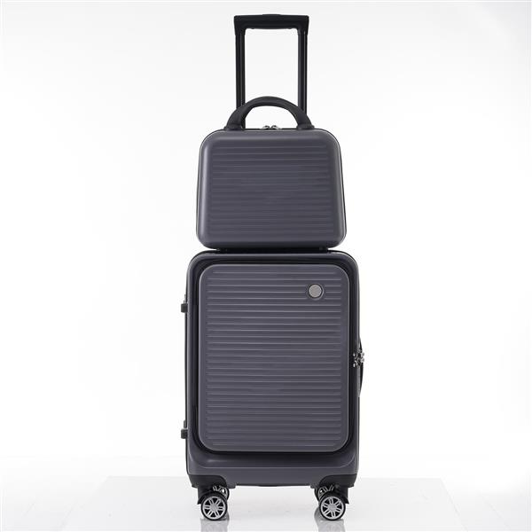 Carry-on Luggage 20 Inch Front Open Luggage Lightweight Suitcase with Front Pocket and USB Port, 1 Portable Carrying Case