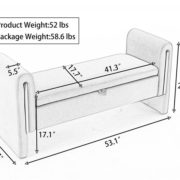 032-Velvet Fabric Storage Bench Bedroom Bench With Gold Metal Trim Strip For Living Room Bedroom Indoor,Coffee