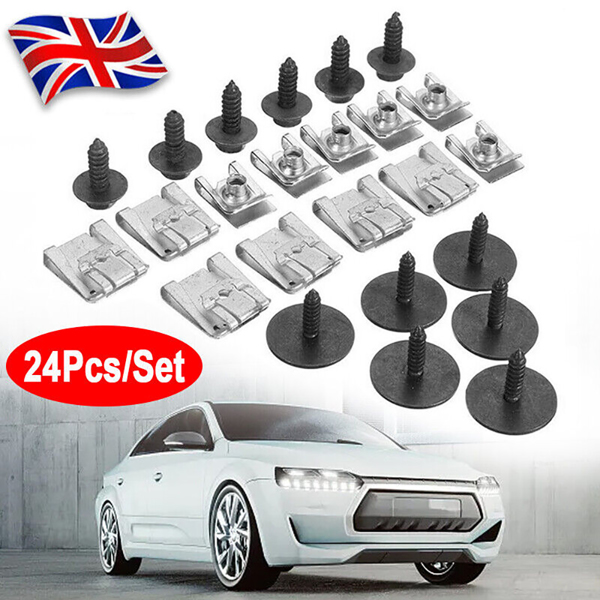 24pcs Engine Undertray Clips Screws Under Cover Rivets for Mercedes-Benz E-Class