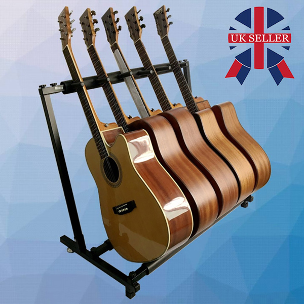 5-Way Multi Guitar Rack Stand Padded for Multiple Electric Acoustic Bass Holders