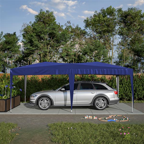 10'x20' EZ Pop Up Canopy Outdoor Portable Party Folding Tent with 6 Removable Sidewalls + Carry Bag + 6pcs Weight Bag Beige Blue