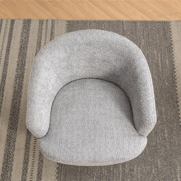 048-Chenille Fabric Swivel Chair With Gold Metal Round Base,Light Gray