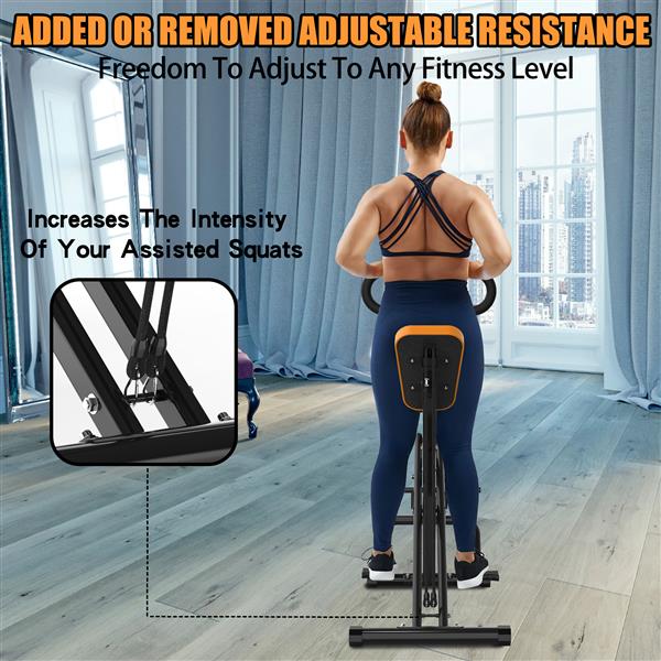 Squat Machine for Home, Assist Trainer for Glutes Workout Foldable with Resistance Bands, for Botty Glutes Butt Thighs, Ab Back/Leg Press Hip Thrust for Home Gym Fitness-Black