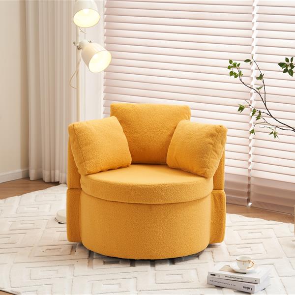 Fabric Swivel And Storage Chair With Back Cushion For Living Room,Yellow