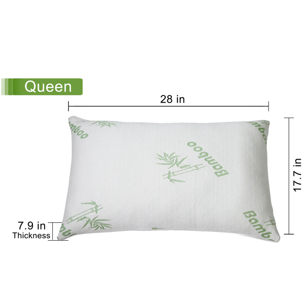 2Pcs Bamboo Memory Foam Pillow Hypoallergenic Bed Pillow For Head Neck Rest Sleeping Shredded Pillow Washable Cover Queen Size Pillow