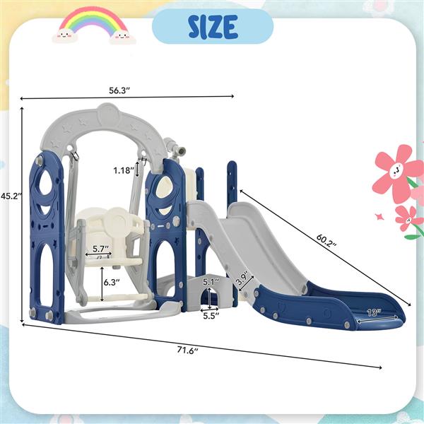 Toddler Slide and Swing Set 5 in 1, Kids Playground Climber Slide Playset with Telescope,  Combination for Babies Indoor & Outdoor