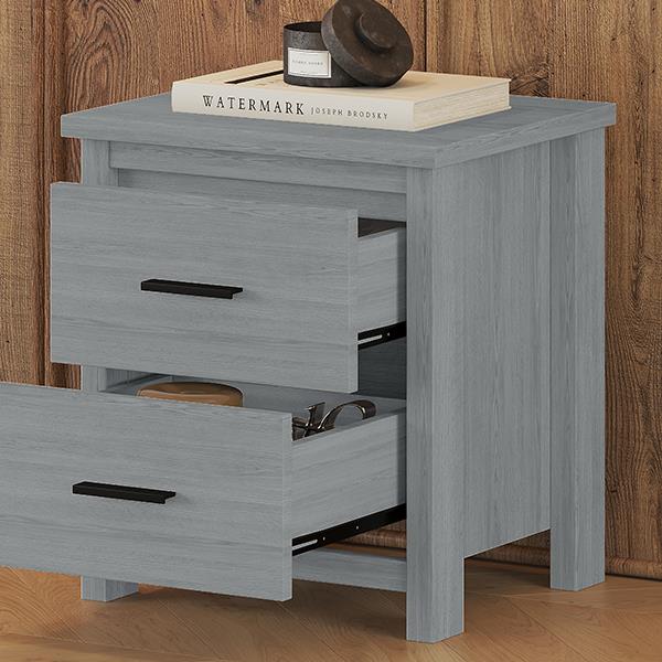 Vintage Two Drawer Wooden Nightstand, Simple and Generous, Large Storage Space,Light Gray