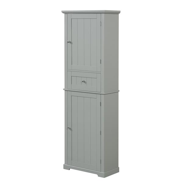 Tall Bathroom Storage Cabinet, Freestanding Storage Cabinet with Drawer and Adjustable Shelf, MDF Board with Painted Finish, Grey