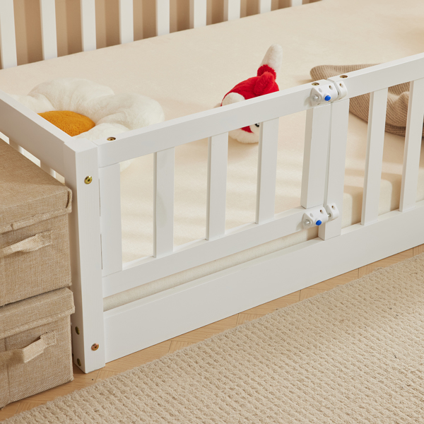 Fence Bed With Door With Boards White Painted Pine Twin Children's Bed