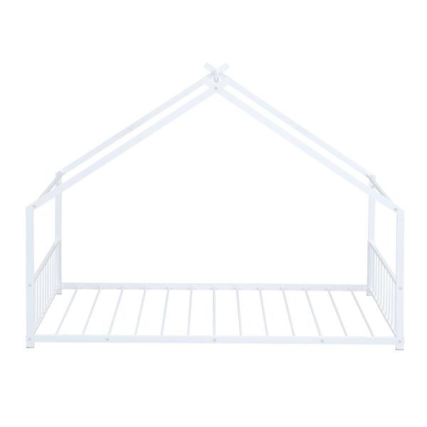 Twin Size Metal House Bed, White