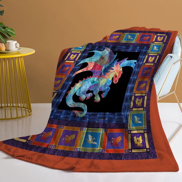 3D Dragons Soft Printed Flannel Throw Blanket Lightweight Flannel Fleece Blanket for Couch Bed Sofa Travelling Camping for Adults 130X150cm