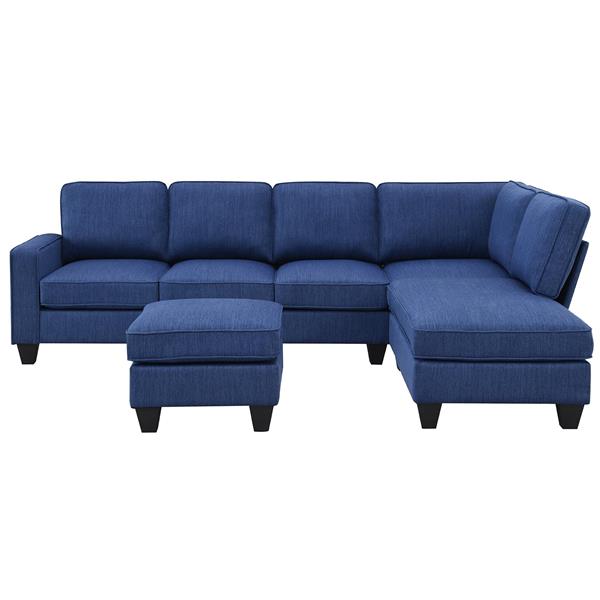 [VIDEO provided] [New] 104.3*78.7" Modern L-shaped Sectional Sofa,7-seat Linen Fabric Couch Set with Chaise Lounge and Convertible Ottoman for Living Room,Apartment,Office,3 Colors