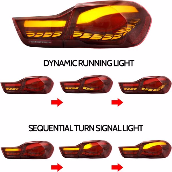 OLED Tail Lights Compatible with 2014-2020 4-series BMW GTS F32 F33 F36 F82 F83 with 3D Dynamic Animation Dragon Scales Running Light, Driver and Passenger Side