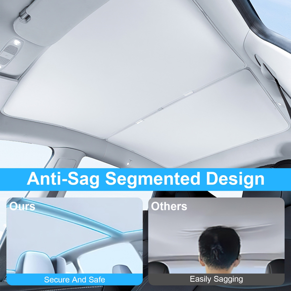 UV Protection Sunshade Roof Fit For Tesla Model Y Sunroof Window Installation Heat Blocking Anti-Sag Sunroof Shade Foldable Portable UV Reflector Fit For Model Y 2020-2024（No shipments on weekends）